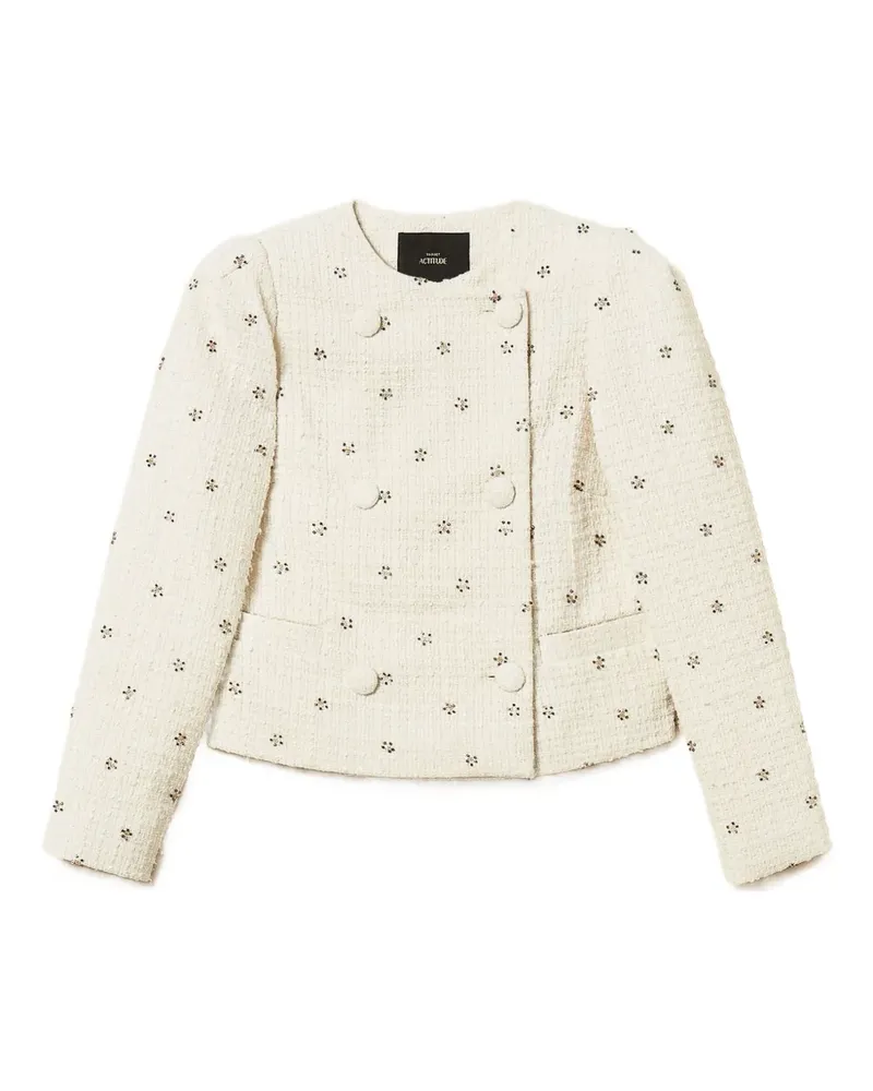 Twin-Set Verzierte Jacke mit Bouclé-Struktur - Weiß Weiß