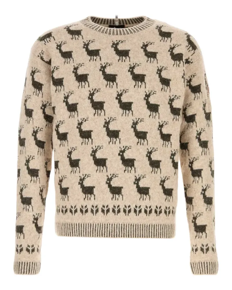 Moncler Intarsien-Pullover mit Stickerei - Nude Nude