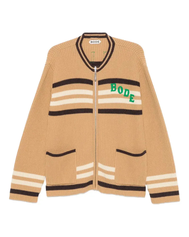 BODE Timber stripe cardigan - Nude Nude
