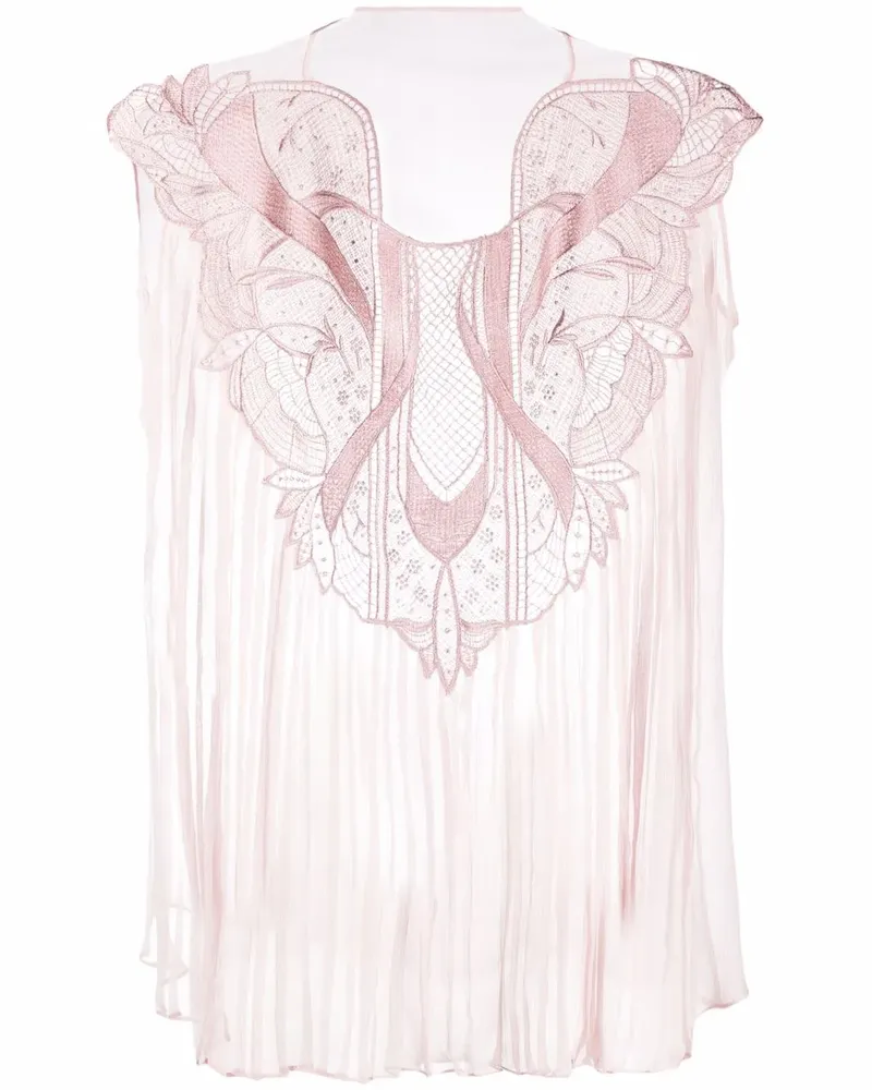 Alberta Ferretti Seidentop mit Spitze - Rosa Rosa