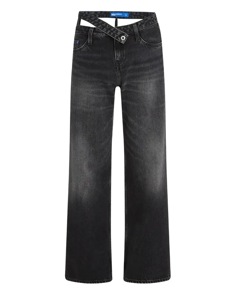 Karl Lagerfeld Halbhohe Jeans mit Cut-Out - Schwarz Schwarz
