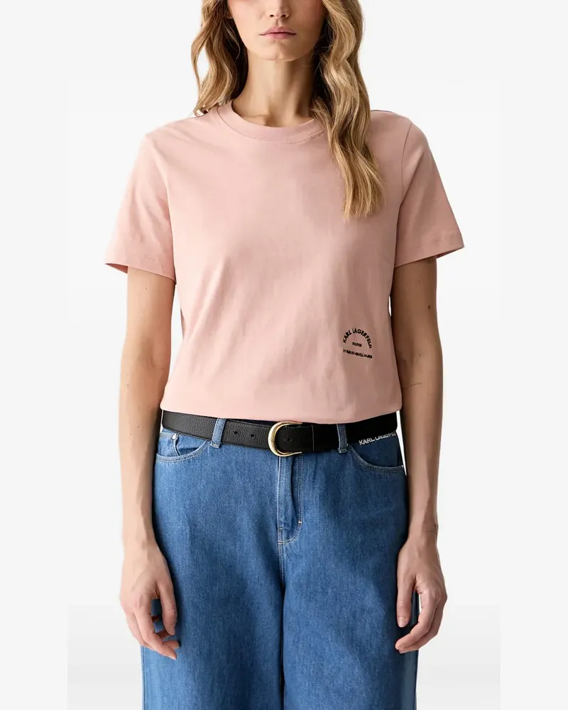 Karl Lagerfeld logo-embroidered T-shirt - Rosa Rosa