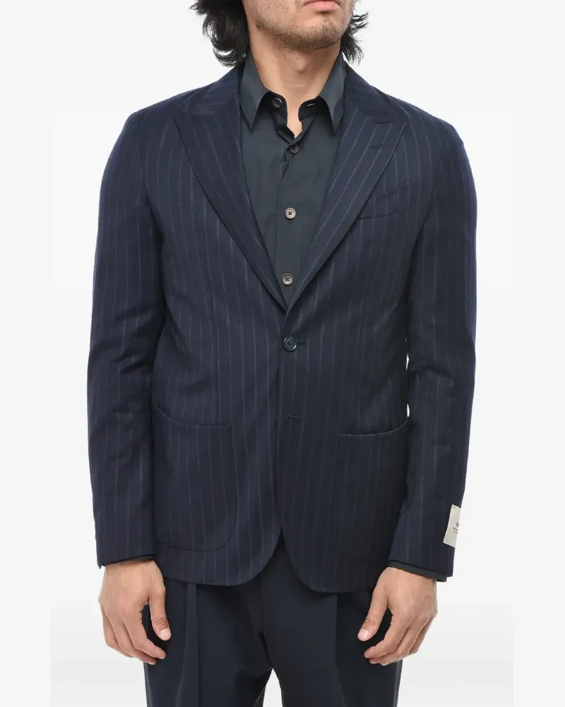 Corneliani pinstriped peak-lapel blazer - Blau Blau