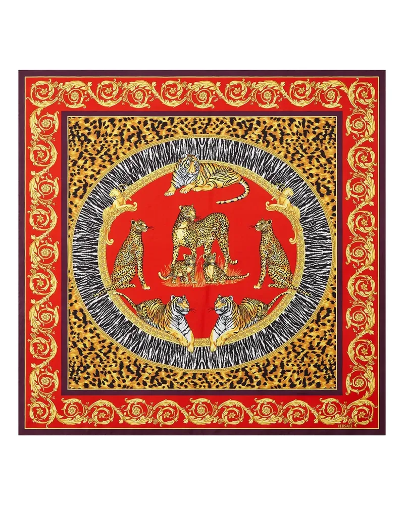 Versace Seidenschal mit Animal-Print - Rot Rot