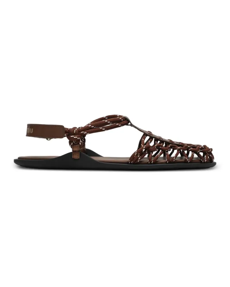 Miu Miu rope-detail logo-plaque sandals - Braun Braun
