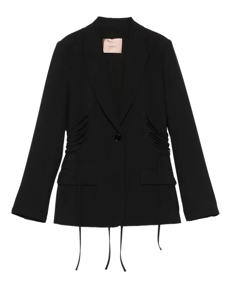 Twin-Set Geknöpfte Jacke mit Riemen - Schwarz Schwarz