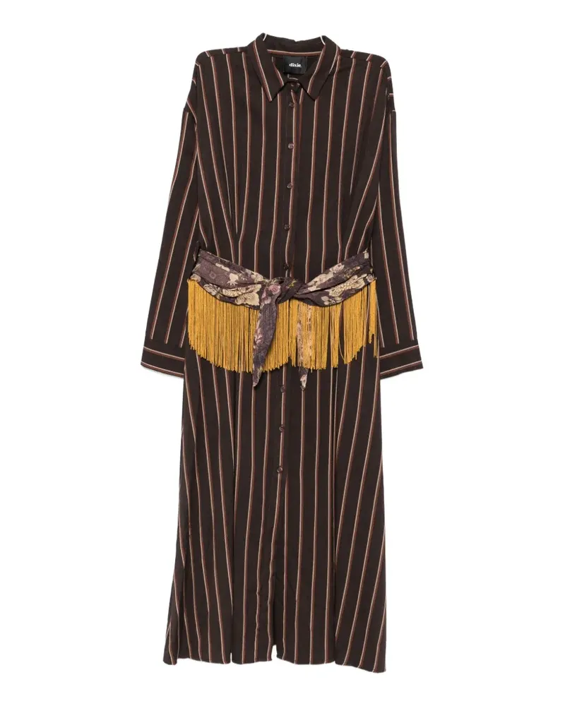 Dixie Gestreiftes Midikleid mit Fransen - Braun Braun