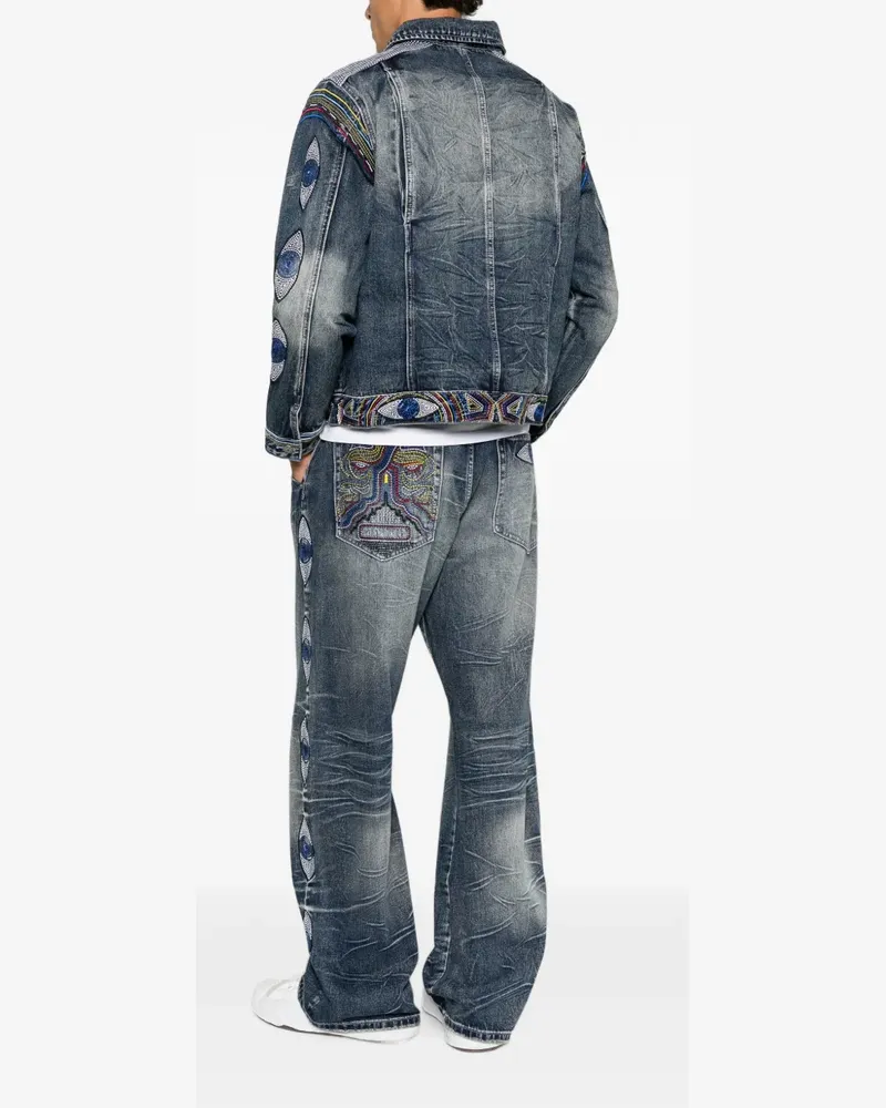 KidSuper beaded-embroidered denim jacket - Blau Blau