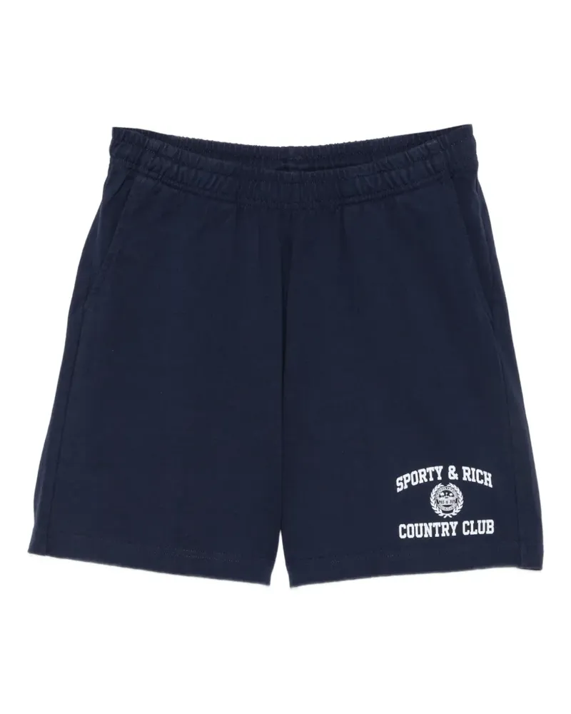 SPORTY & RICH Shorts mit Logo-Print - Blau Blau