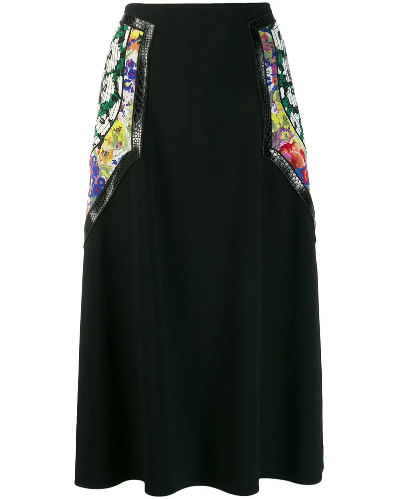 Stella McCartney Floraler Midirock - Schwarz Schwarz