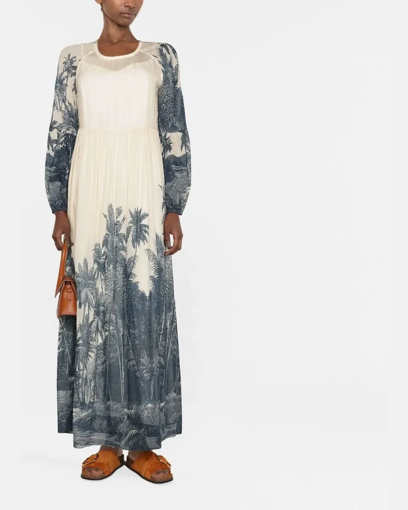 Max Mara Kleid mit Palmen-Print - Nude Nude
