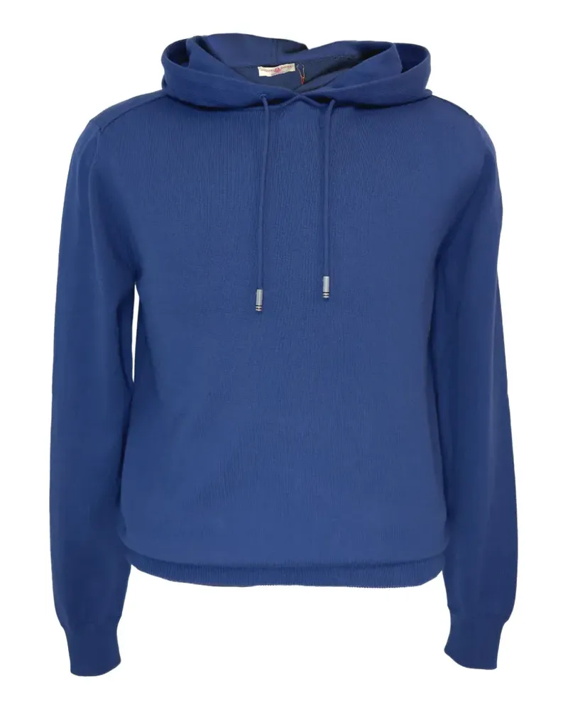 Luciano Barbera drawstring-hood knitted hoodie - Blau Blau
