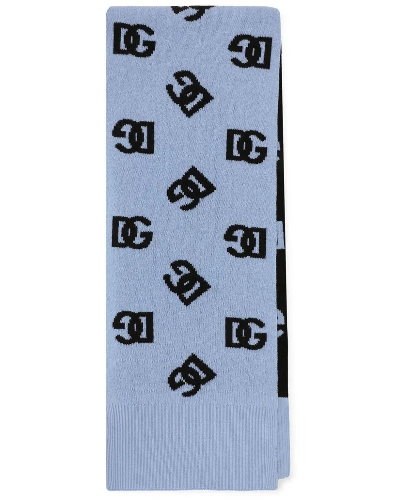 Dolce & Gabbana Intarsien-Schal mit Logo - Blau Blau