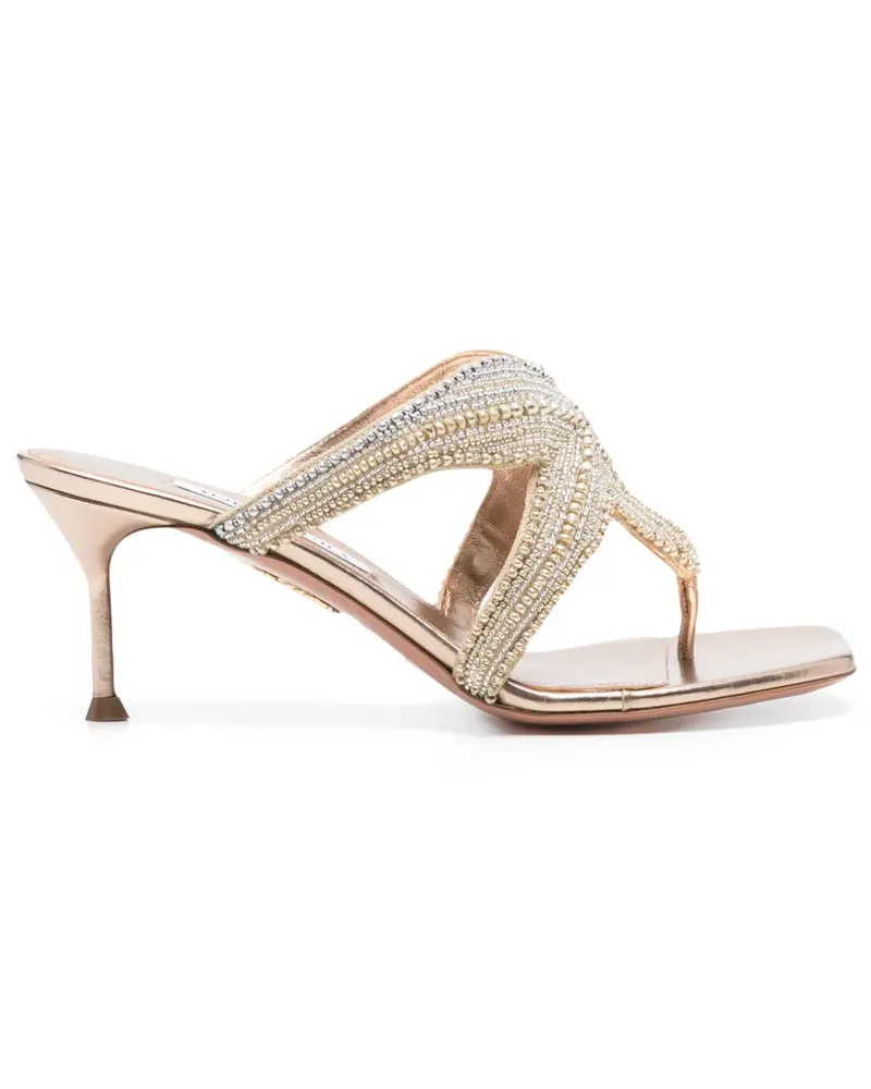 Aquazzura Pantoletten aus Leder 70mm - Gold Gold