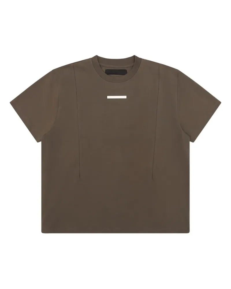 Heliot Emil T-Shirt mit Metall-Schild - Braun Braun