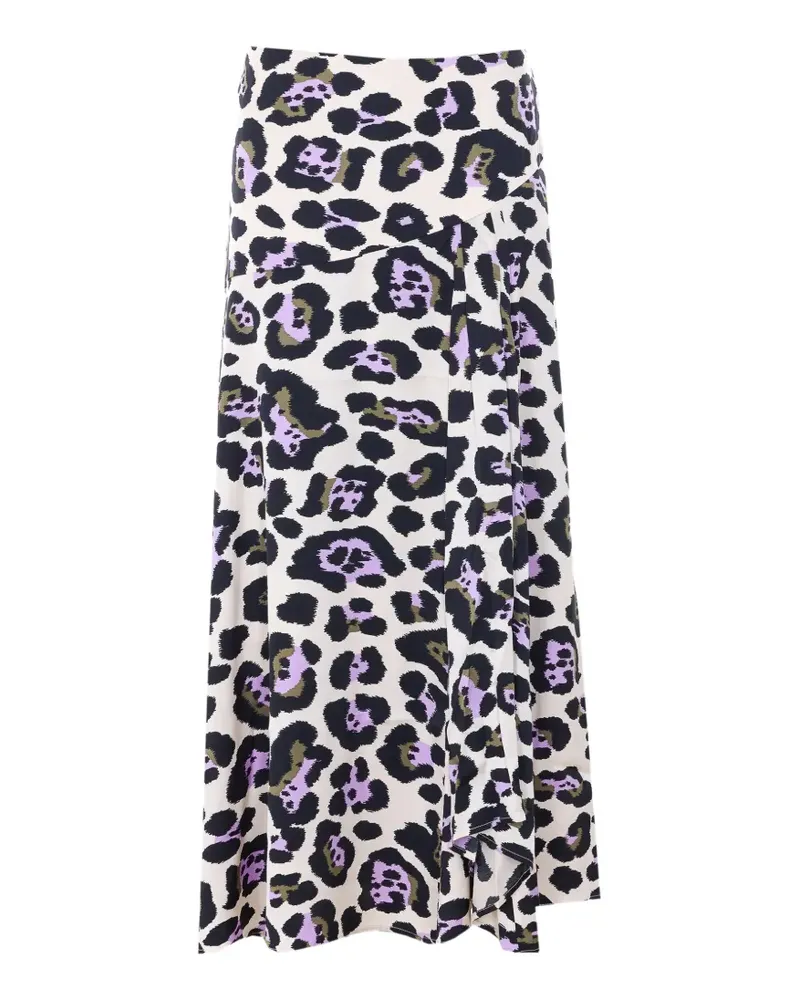 Essentiel animalier-print pleated midi skirt - Nude Nude