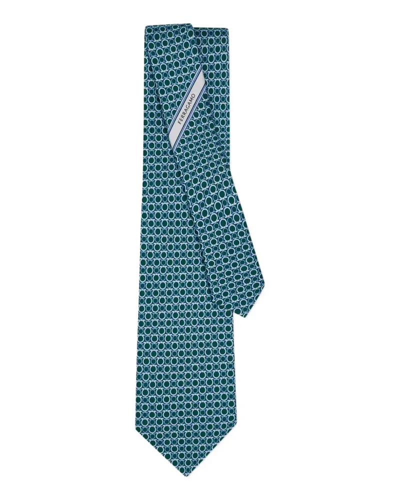 Ferragamo Seidenkrawatte mit Gancini-Print - Grün Grün