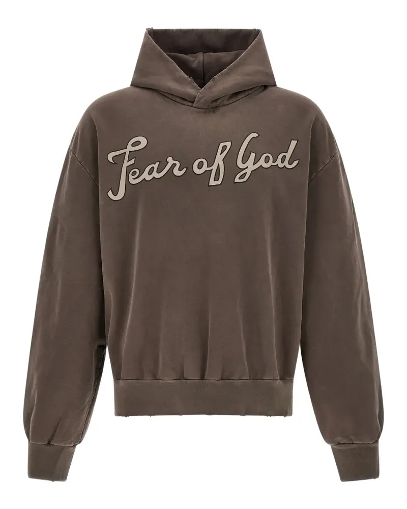 Fear of God graphic-print raglan-sleeve hoodie - Braun Braun