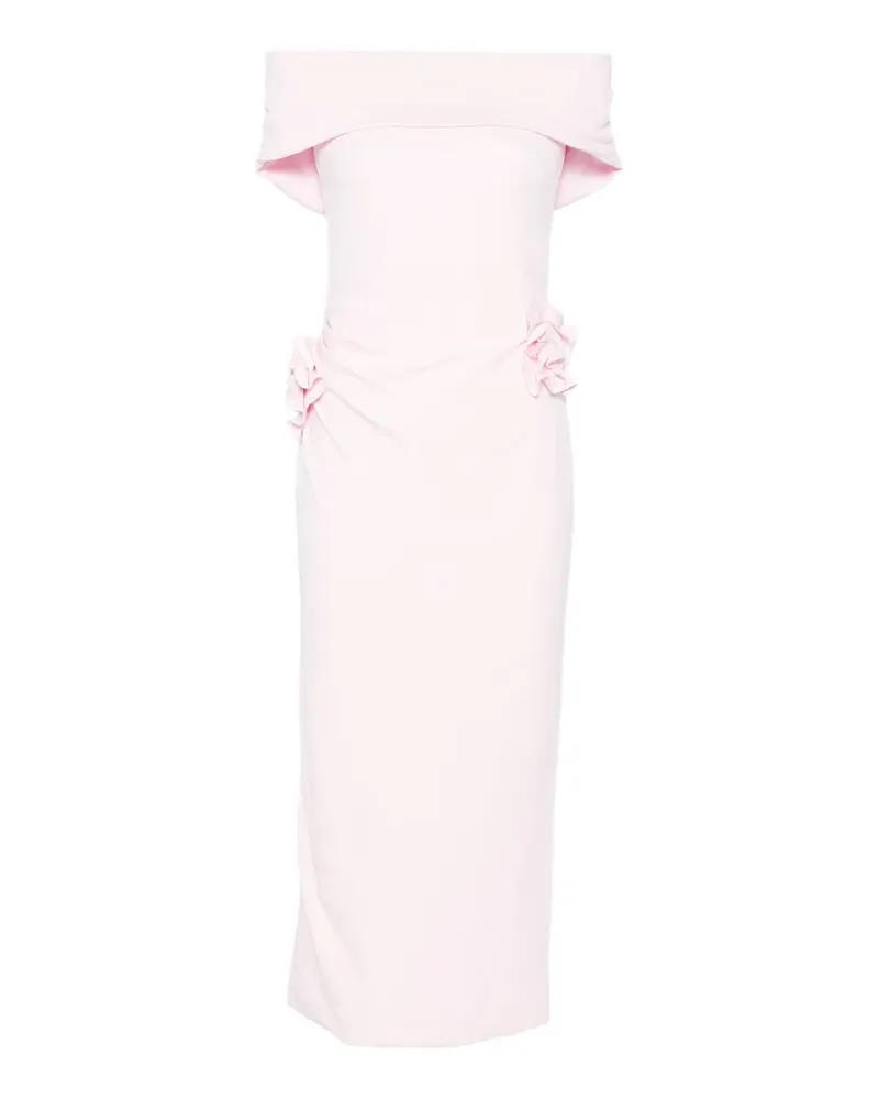 Roland Mouret off-shoulder ruffled midi dress - Rosa Rosa