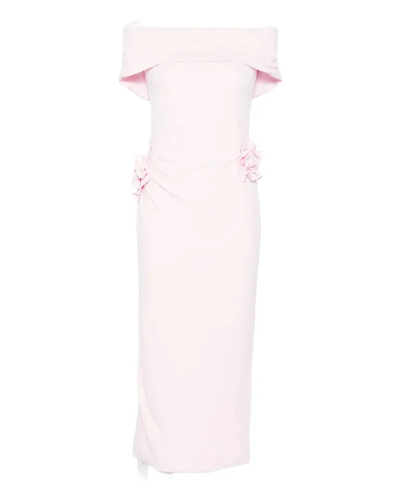 Roland Mouret off-shoulder ruffled midi dress - Rosa Rosa