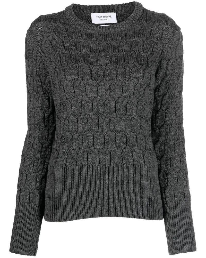 Thom Browne Pullover mit Zopfmuster Grau