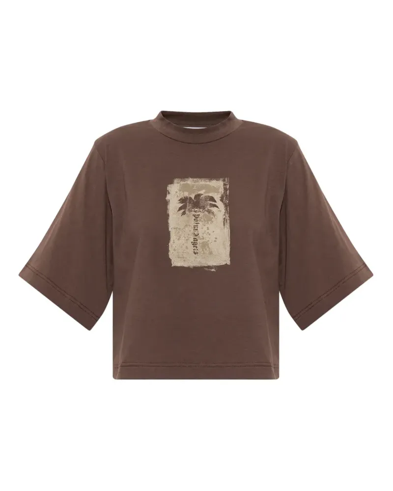 Palm Angels T-Shirt mit Palmen-Print - Braun Braun
