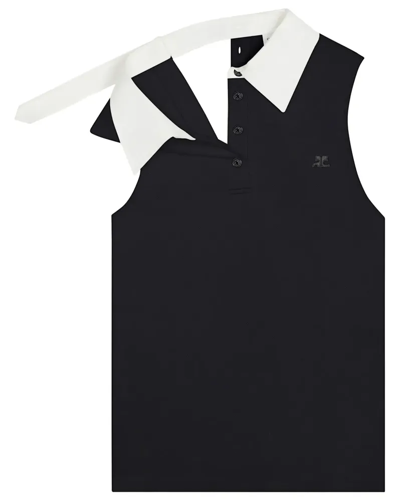 Courrèges Poloshirt mit Logo - Schwarz Schwarz