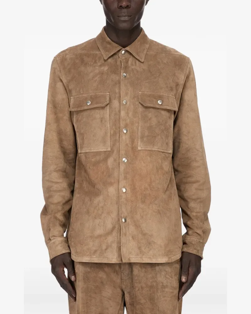 Rick Owens Hemdjacke aus Leder - Braun Braun