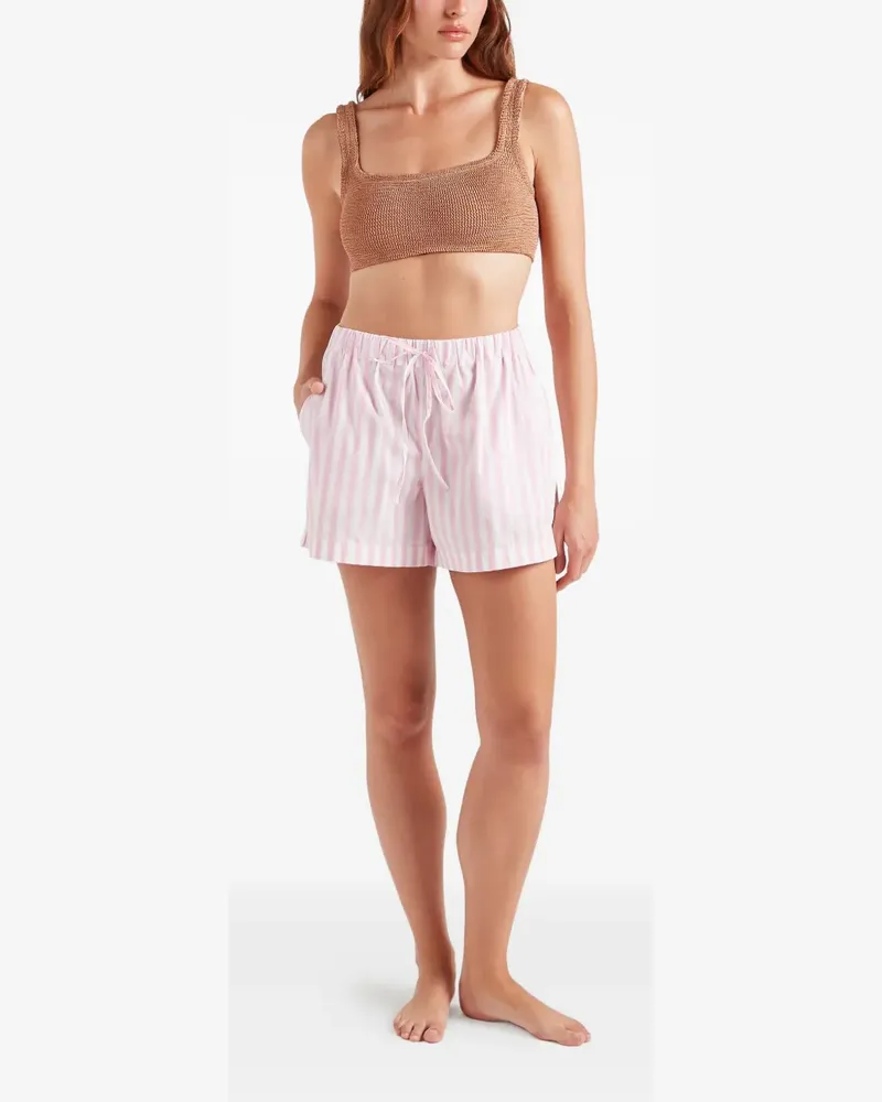 Hunza G Gestreifte Shorts mit Logo-Stickerei - Rosa Rosa