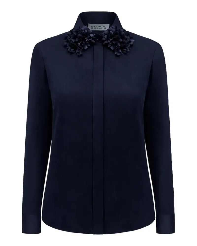 Gloria Coelho Hemd mit Blumenkragen - Blau Blau