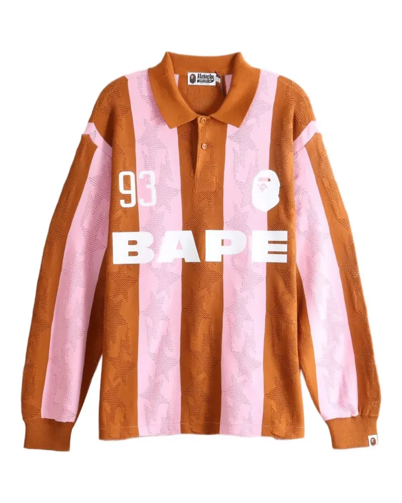 BAPE Sta-pattern vertical-stripe polo shirt - Orange Orange