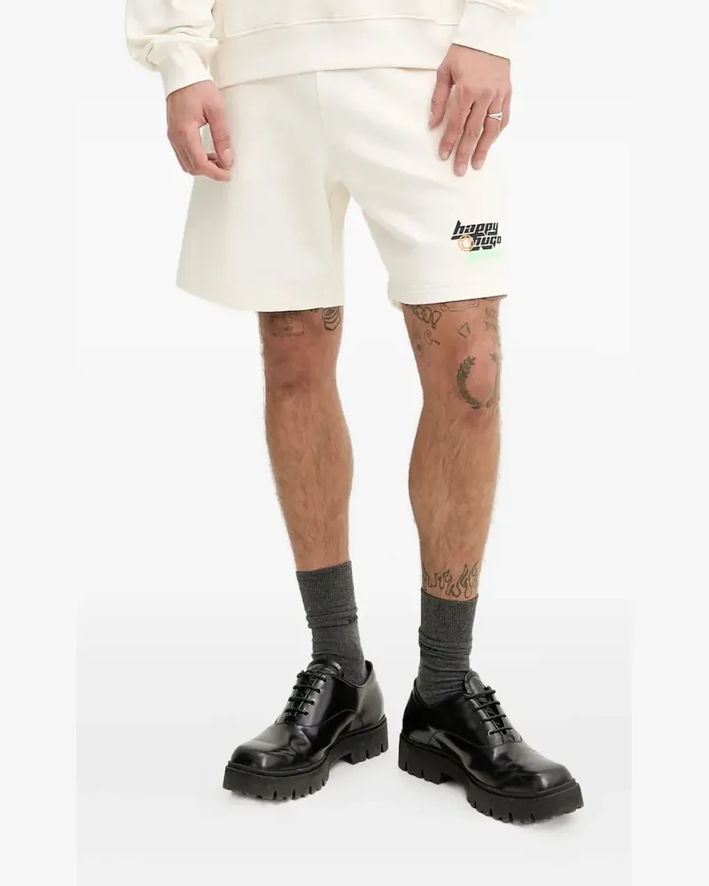 HUGO BOSS Joggingshorts mit Logo-Print - Weiß Weiß
