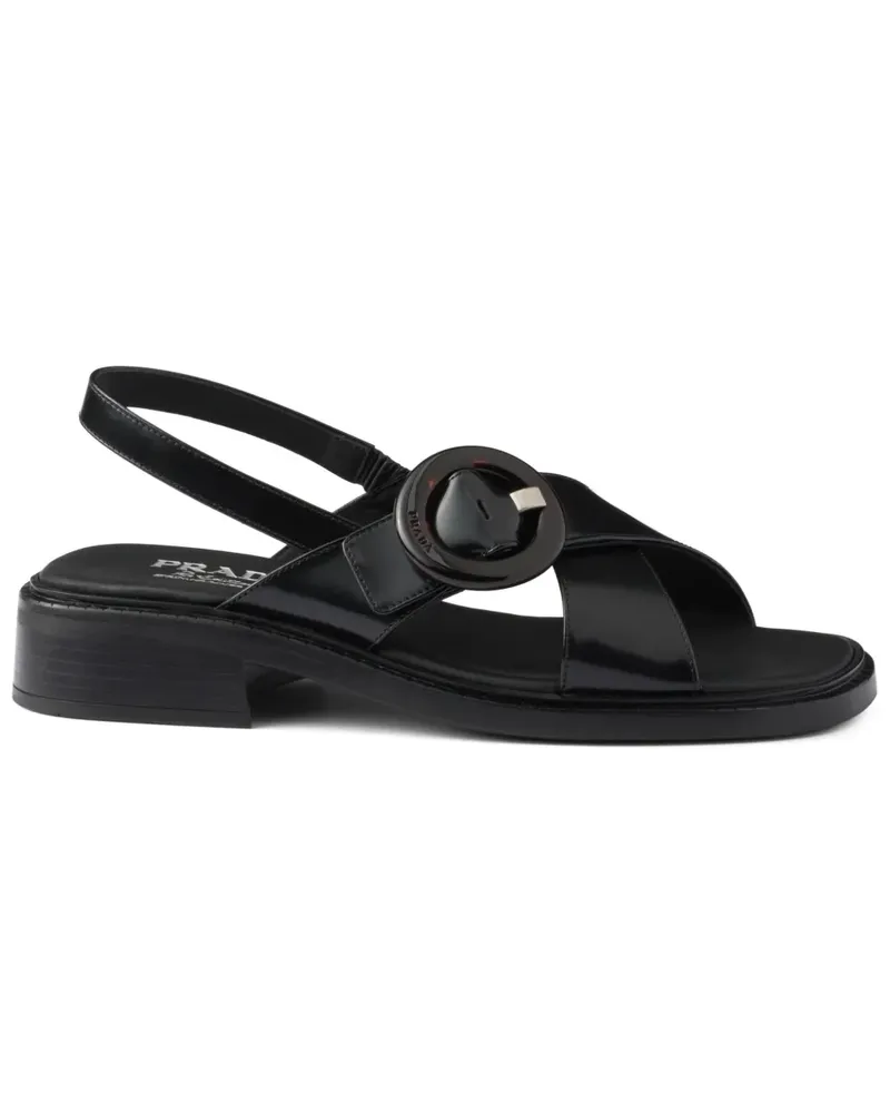Prada Sandalen aus gebürstetem Leder - Schwarz Schwarz