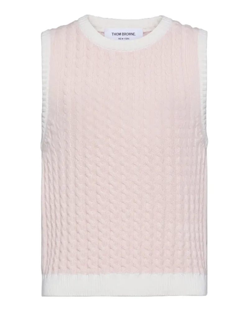 Thom Browne Kaschmiroberteil mit Zopfmuster - Rosa Rosa