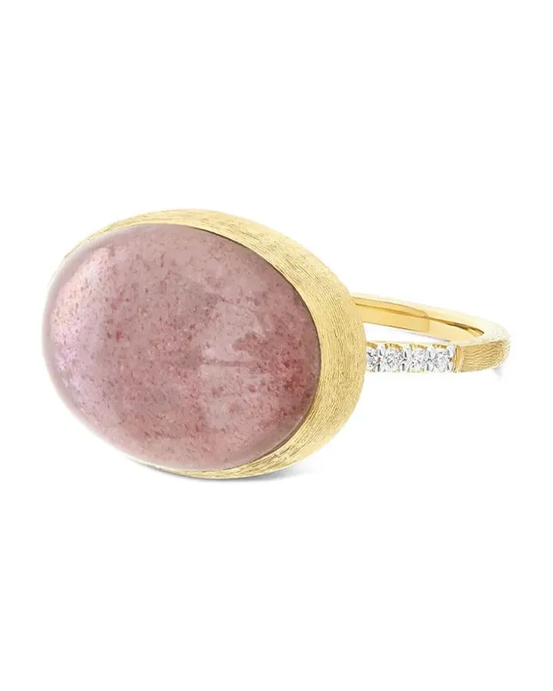 NANIS Großer 18kt Boules Gelbgoldring mit Diamanten und pinkem Quarz Gold
