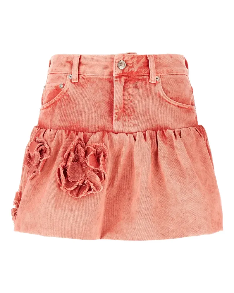Ganni floral-appliqué flared skirt - Rosa Rosa