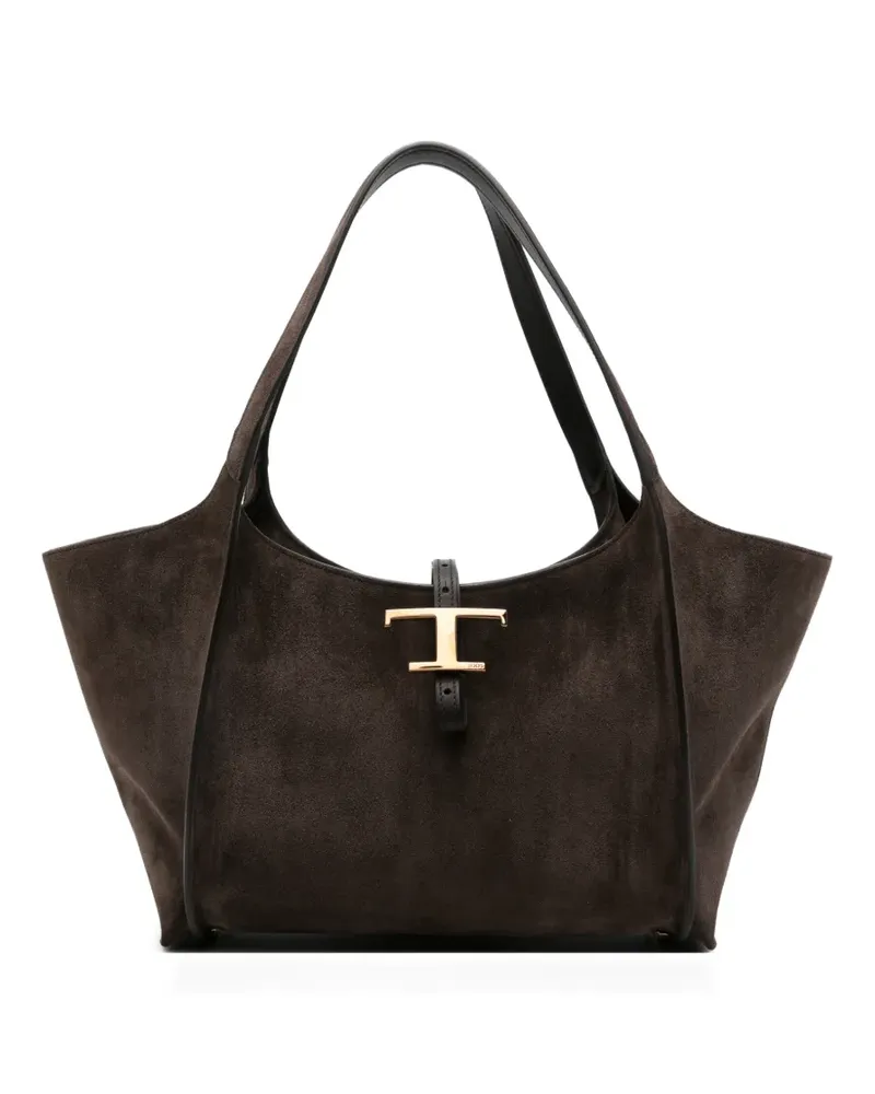 TOD'S Kleine T-Timeless Tote Bag aus Wildleder - Braun Braun