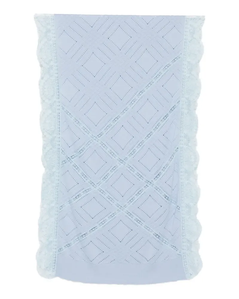 Ermanno Scervino lace-trim diamond-pointelle scarf - Blau Blau