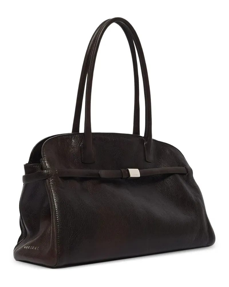 Orciani Große Aura Lagoon Tote Bag aus Leder mit Prägung - Braun Braun