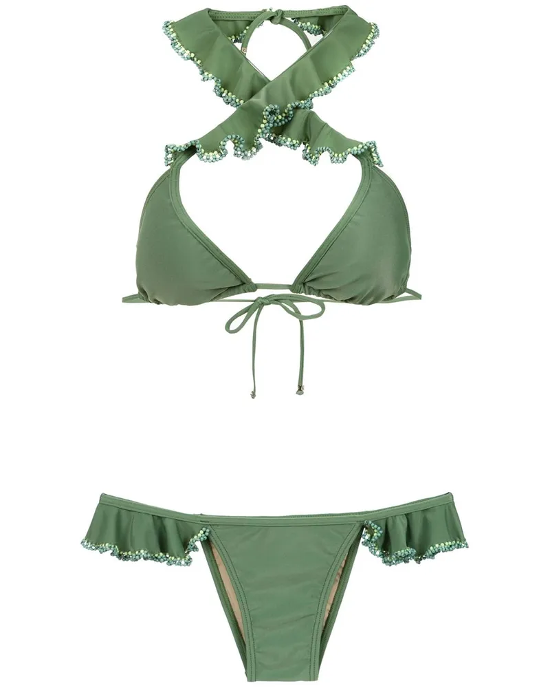 Amir Slama Bikini mit Rüschen - Grün Grün