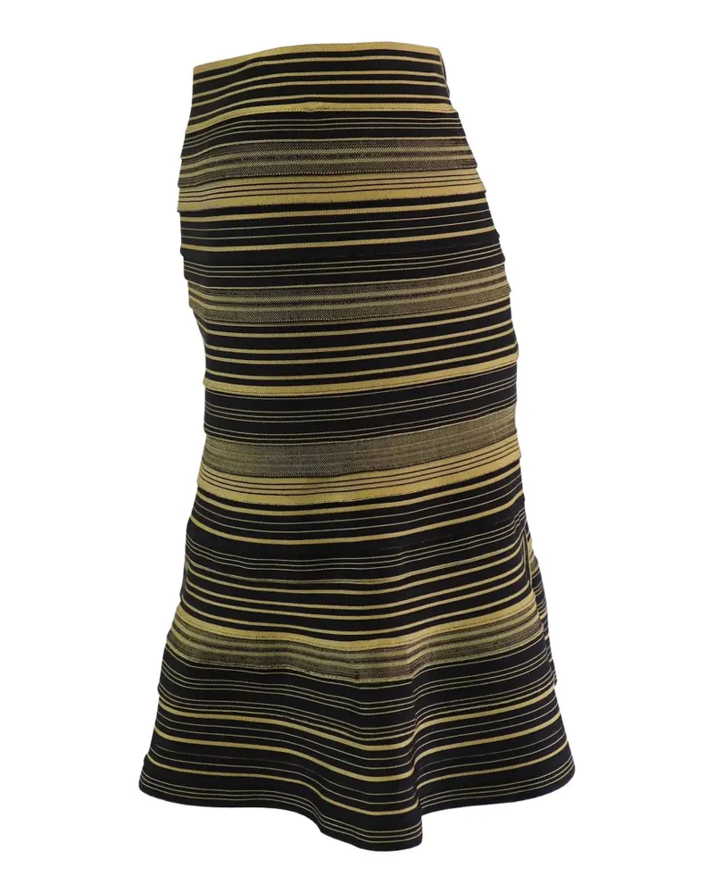 Hervé Léger stripe-pattern midi flared skirt - Schwarz Schwarz