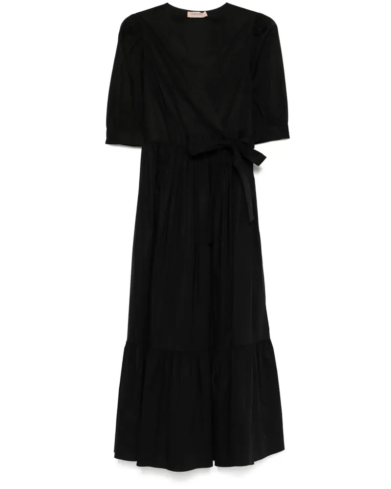 Twin-Set Gewickeltes Midikleid - Schwarz Schwarz
