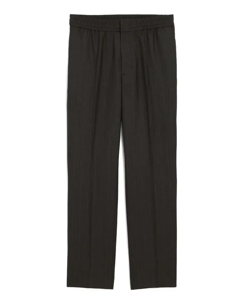 AMI Paris Gestreifte Wollhose mit Stretchbund - Grau Grau