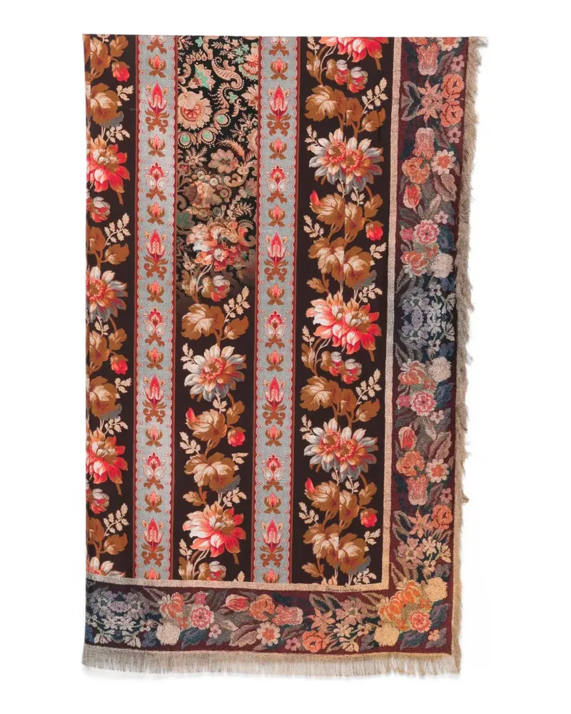 Pierre-Louis Mascia floral-print fringed scarf - Braun Braun