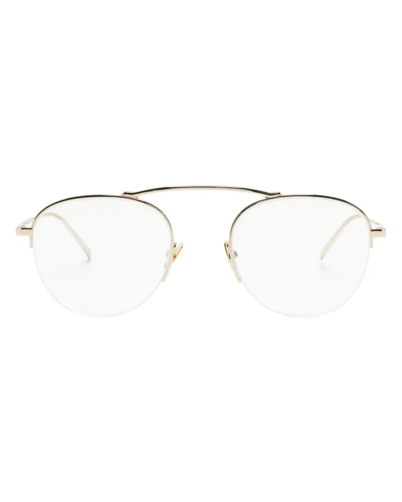 Saint Laurent Runde Brille mit Logo-Gravur - Gold Gold