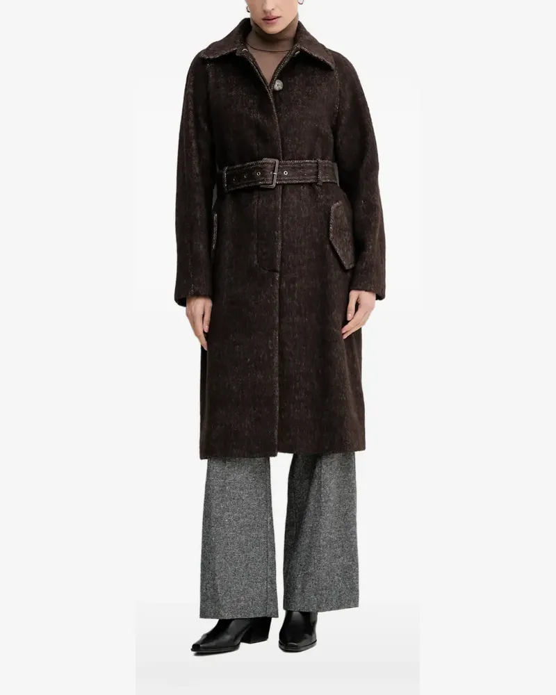 Sisley belted collared single-breasted coat - Braun Braun