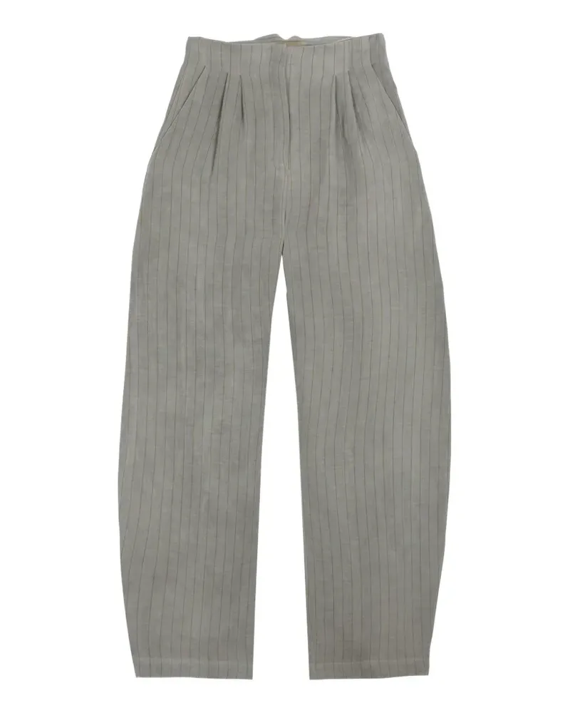Cortana Gestreifte Lupe Leinenhose - Blau Blau
