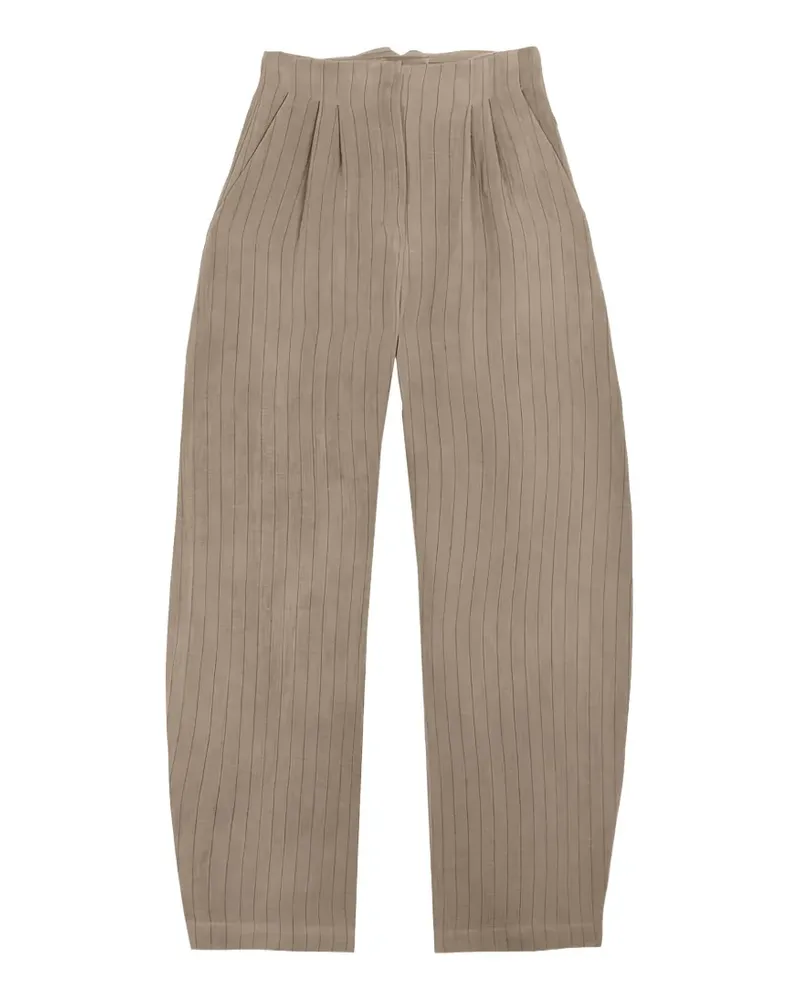 Cortana Gestreifte Lupe Leinenhose - Blau Blau