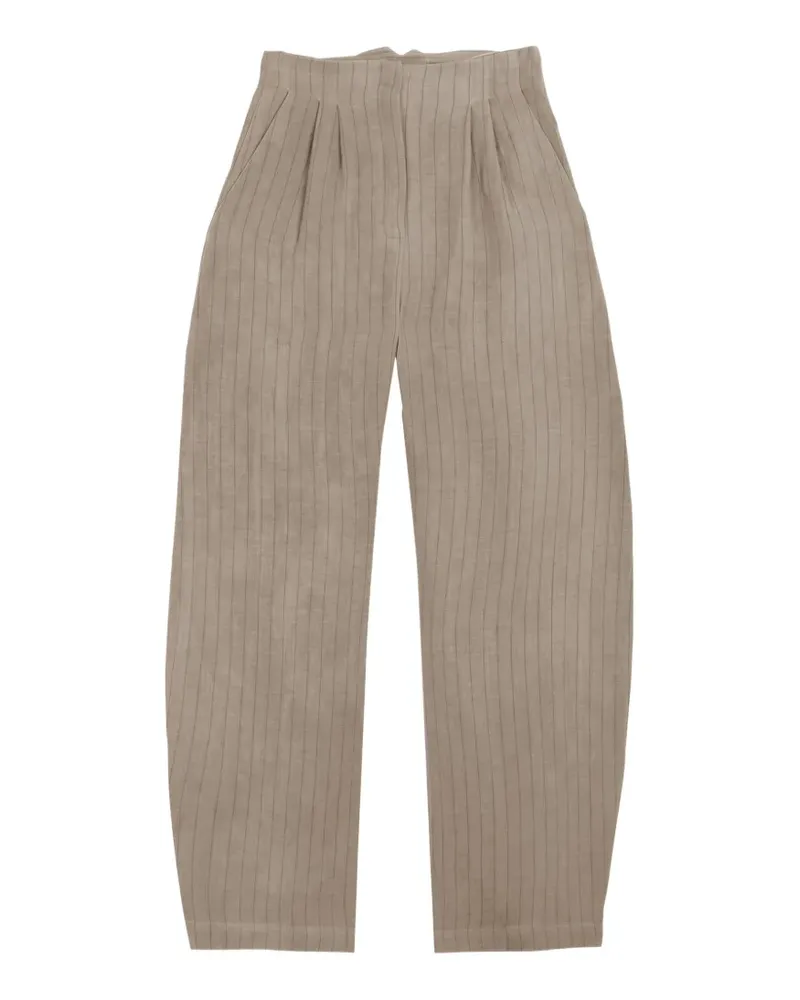 Cortana Gestreifte Lupe Leinenhose - Blau Blau