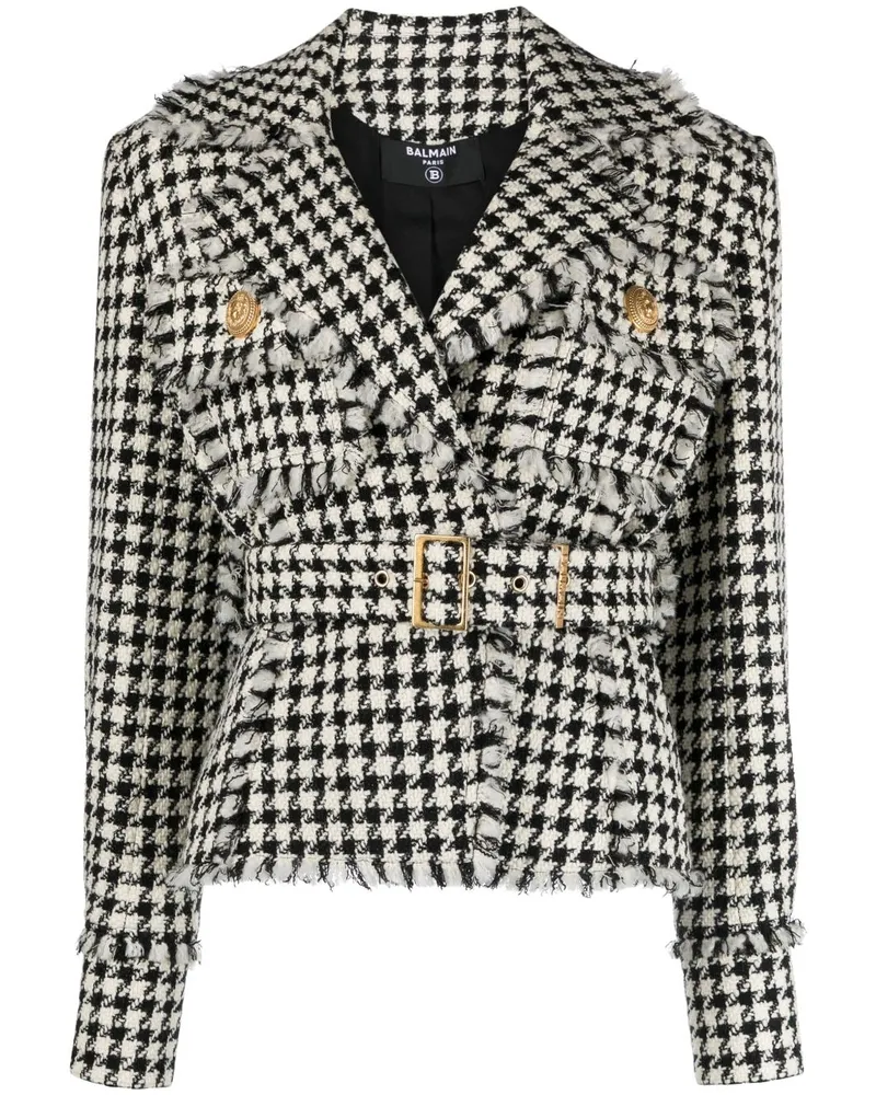 Balmain Tweed-Jacke mit Hahnentrittmuster - Nude Nude